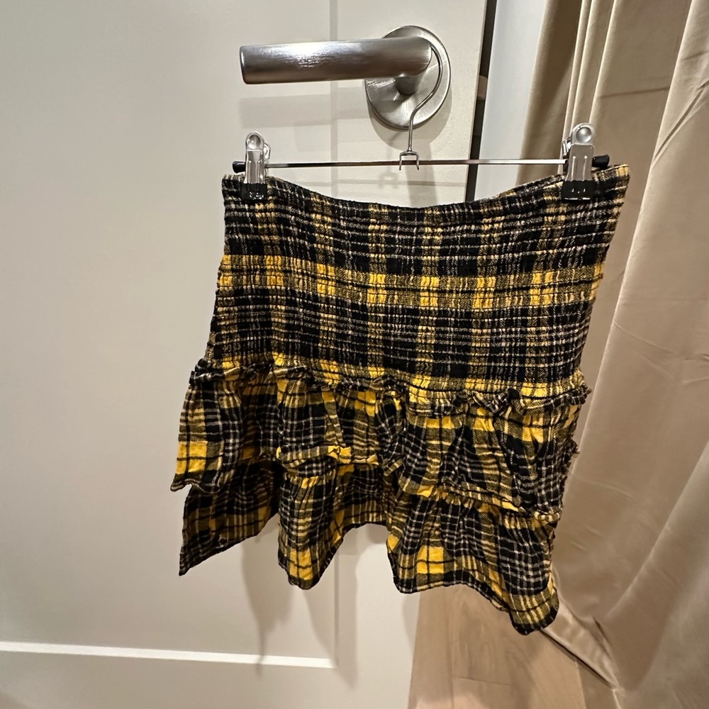 Aqua plaid, ruffle, sweater skirt